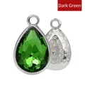 7x10mm dark green teardrop alloy pendant with silver faceted crystal for DIY jewelry - Dark Green