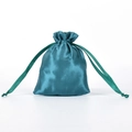 Elegant peacock blue satin drawstring jewelry pouch with a smooth silky finish - 7*9cm / Dark Green