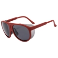 Red oversized sports sunglasses with grey lenses and windproof side shields for cycling - Red Frame Dark Grey Lens