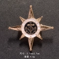 Gold eight-pointed star pearl brooch with BB logo and Senior Proficiency Star text - Octagonal Star Badge Style (XD7558)