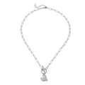 Elegant silver heart pendant necklace with OT toggle clasp in high-polished metal finish - Necklace / Silver