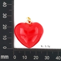 Red heart-shaped resin pendant with gold loop for DIY jewelry, 30mm size - Smooth Heart 04 Large