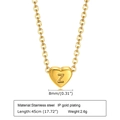 Gold stainless steel heart necklace with letter Z engraving on a delicate chain - 40+5cm / Gold - Letter Z