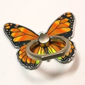Macro detail of butterfly phone ring holder with orange and black wing pattern - Painted Butterfly Orange