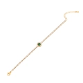 Bracciale in acciaio inossidabile dorato con uno zircone rotondo verde smeraldo - Stile Rotondo