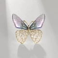 Elegant gold butterfly brooch with purple gradient wings and sparkling white zircons - Bright Pink Gradient Rhinestone