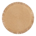 Tovaglietta rotonda beige 38cm in carta intrecciata con frange e trama a spirale - Cachi