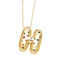 Golden balloon-style letter H pendant necklace with colorful cubic zirconia stones - Style H