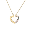 Collier cœur plaqué or minimaliste avec zircons colorés et chaîne box délicate - Pendentif Or-Moitié Zircone Couleur Moitié Poli