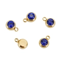 Golden stainless steel birthstone charms with dark blue faceted crystals for DIY jewelry - Gold Color-G(Dark Blue)