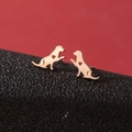 Minimalist stainless steel puppy stud earrings with heart cutout in rose gold finish - Rose Gold