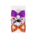 Set di 3 fiocchi per capelli Halloween con nastri viola e stampe di zucche e fantasmi - 4# Viola/Stampa Bianca/Stampa Arancione Set