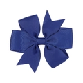 Dark blue grosgrain ribbon bow hair clip with ribbed texture for kids and girls - Dark Blue