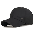 Classic black business sport baseball cap with white side embroidery and curved brim - Black