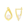 Minimalist S925 sterling silver gold teardrop earrings with elegant white pearls - GPE68-14K Teardrop Hollow Pearl Earrings / Gold