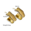 Orecchini a C martellati in acciaio al titanio placcati oro 14K con strass bianchi - Strass Bianchi