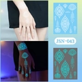 Luminous henna mandala temporary tattoo sticker JSN-043 in white and glowing blue - JSN-043 (Luminous Mandala Geometric)