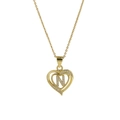 18k gold plated heart necklace with letter N pendant and sparkling zircon accents - Necklace N