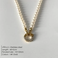 Magnifique collier de perles de riz d'eau douce avec un fermoir en acier doré 14K - Collier Fermoir Cercle Strass Or 14K (XNL0004-2)