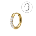Detalle de pendientes de aro huggie de acero inoxidable con circonitas en oro y plata - Oro de 18K / Dorado