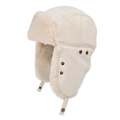 Gorro de aviador de invierno crema en ante sintético con forro grueso de pelo suave - Beige