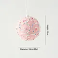 Pink frosted Christmas ball ornament with white spirals and colorful beads 10cm - 6625-50 (10cm Pink Christmas Ball)