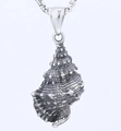 Retro conch shell pendant in oxidized stainless steel with a sturdy box chain necklace - Pendant Only (No Chain) / Antique Silver (D0310)