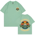 Mint green crewneck T-shirt with double-sided Alligator Alcatraz graphic prints - Bean Green