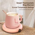 Calentador de tazas rosa con pantalla LED digital y taza de cerámica a juego - M-306 Versión USB (Sin Taza) / Rosa