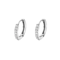 Minimalistische S999 Sterlingsilber Creolen mit Mikro-Pavé-Zirkonia-Verzierung - Innendurchmesser 8mm / Weißgold 8mm