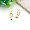 Golden metal fish charms for DIY jewelry making with realistic scale texture - Grouper Fish