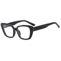 Classic black square cat-eye eyewear frame with thick polished finish on white background - Black Frame