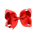 Vibrant red 4-inch grosgrain ribbon bow hair clip with handcrafted petal shape for kids - Red (#4)