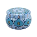 4.4OZ round candle tin with blue mandala pattern and matching lid for storage - D240-Blue Mandala Pattern