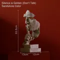 Artistic Silence is Golden sculpture in sandstone finish with minimalist textured base - Sandstone-Silence is Golden