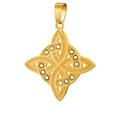 Detail of 18k gold plated Celtic knot pendant featuring sparkling inlaid rhinestones - HD-81 Celtic Knot Pendant Only (Without Chain)