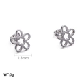 Orecchini a lobo a forma di girasole in argento dal design traforato, diametro 13mm - Colore Acciaio (KLJ567-Z)