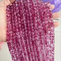 Polished pink-purple round quartz beads for jewelry making, spherical gemstone strand - Rose Red K9 Synthetic Beads