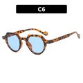 Retro-Sonnenbrille mit eckigem Schildpatt-Rahmen und hellblauen Gläsern, C6 - Schildpatt Blau