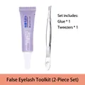 Eyelash application kit with purple eyelash glue tube and silver metal tweezers - 4g Eyelash Glue + Small Tweezer Set