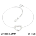 Silver stainless steel heart chain bracelet, 185x1.2mm size with S.Steel engraving - Steel Color Heart Bracelet