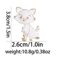 Detailed view of white enamel cat brooch with gold edges and dimensions in inches and cm - White Enamel Cat