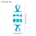 Blue and white striped candy Christmas ornament with glitter finish and size dimensions - 20cm Blue White Cylinder
