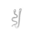 Silver non-piercing U-shaped nose clip with elegant abstract wavy serpent design - Wave Shape (X604) / Silver