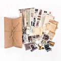 Vintage scrapbooking material kit with mushroom and butterfly stickers in a kraft box - Retro Collection Room - Vintage Items