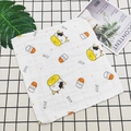 6-layer cotton baby towel with cartoon cow and honey jar print on white gauze - 25*25cm / Pattern 5