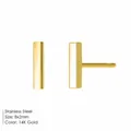 Minimalist stainless steel bar stud earrings with 14K gold plated finish for ladies - Bar (YE14815) / 8x2mm / Gold