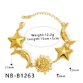 Détails du bracelet doré avec breloques célestes représentant le soleil et la lune - Style Pendentif Céleste Soleil Lune Étoile (NB-B1263)