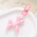 Portachiavi a forma di cane palloncino in acrilico rosa con gancio in metallo e catena - Rosa