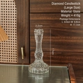 Vintage large crystal glass candlestick with diamond texture for romantic dining - Diamond Pattern Large / Clear